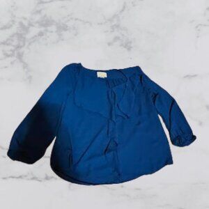 Mauve Blue Ruffled Sheer 3/4 Sleeve Blouse - Good Used Condition